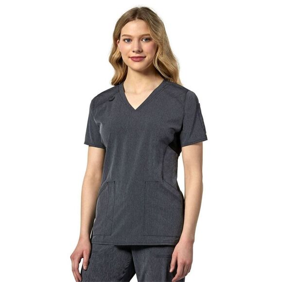 ✨HP✨Carhartt Women's Multi-Pocket V-Neck Medical Scrub Grey Sz XL Top✨ - Picture 1 of 8